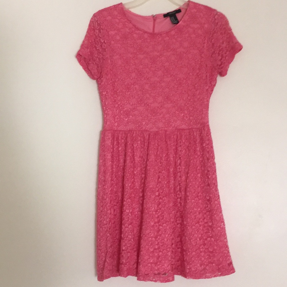 Pink Lace Scoop Neck Dress